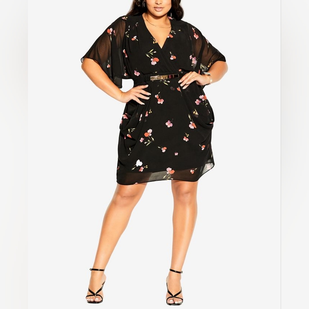 Wrap Petal Dress - black
